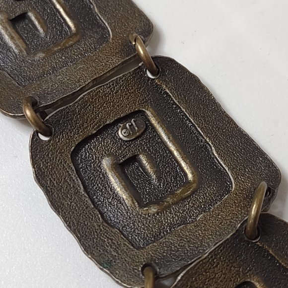 Vintage JJ Square Metal Link Bracelet - Picture 12 of 16